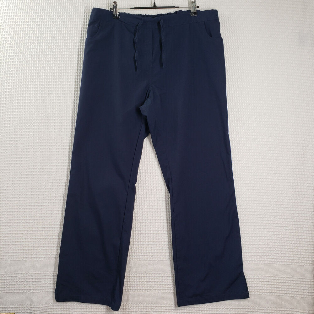 Blackstar Scrub Pants Womens XL Blue Elastic Waist Drawstring Pockets Straight